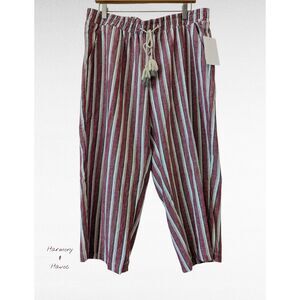 NWT   H+H by Harmony & Havoc Striped Linen/Rayon Blend Pants  Sz XL